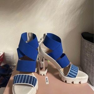 Christian Louboutin blue and white sandals